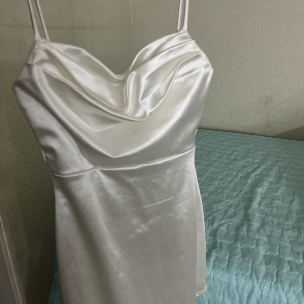 Elegant White Satin Dress